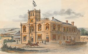 1890년 프린스 오브 웨일스 호텔과 그 옆의 프랭크스턴 우체국 및 전신국