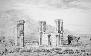 디레르(바실리카 B) 유적, H. 도메의 스케치, 1861년.