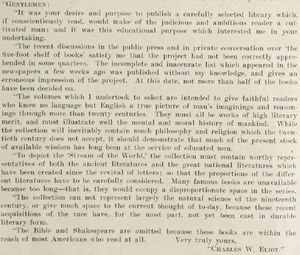 엘리엇의 편지, 1909년 7월 24일, 콜리어스 7페이지, 편집자에게 보낸 선택 과정을 설명
