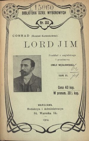 조지프 콘래드의 1904년 소설 로드 짐(Lord Jim) 폴란드어 표지