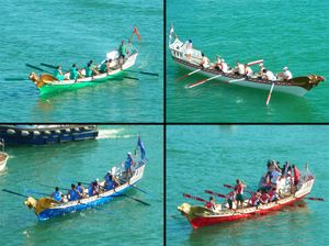 레가타에 참가하는 4척의 보트