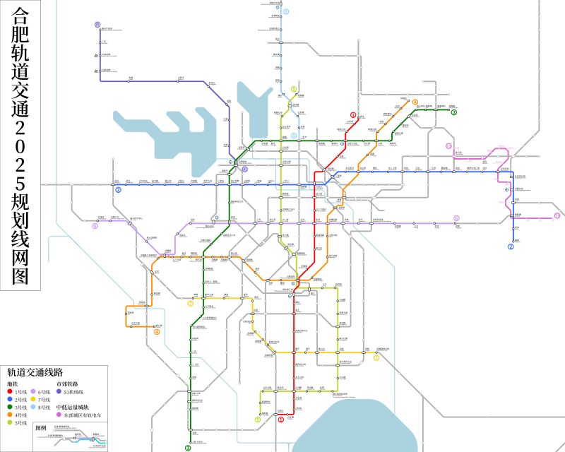 2025년 허페이 지하철의 축척 지도