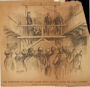 홈스가 마지막 연설을 하는 동안 사형 집행 장면을 그린 스케치