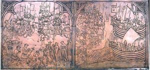 헨리의 (비어있는) 사르코파구스(석관)와 십자군 묘사가 있는 노우시아이넨 교회