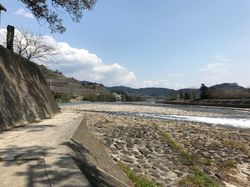 지쿠고강의 강변에서 바라본 야마다 제방