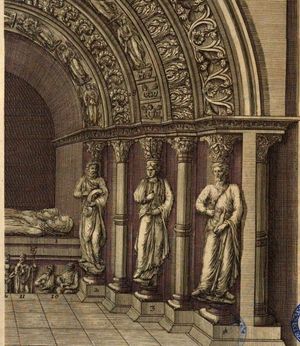 성 오토게르스(오제)와 성 베네딕토(성 베노와, 성 벤토)의 석관이 안쪽에 보이는 영묘(오른쪽 아래 부분)