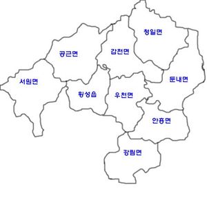 횡성군 행정구역도