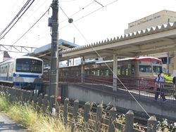 당역에서 열차 교환을 하는 모습 (2020년 6월 7일)