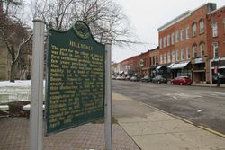 힐스데일 카운티 청사 옆 브로드 스트리트에 있는 주 역사 표지판