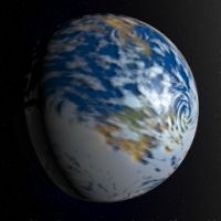 우주에서 본 렌더링된 가상 세계