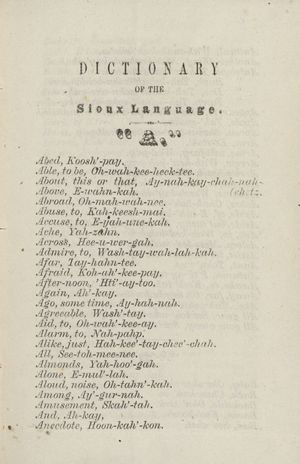 수족어 사전(Dictionary of the Sioux Language), 1866년 페이지
