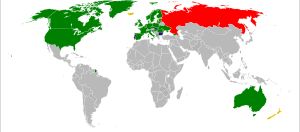 녹색으로 표시된 국가는 러시아 외교관을 추방했다.