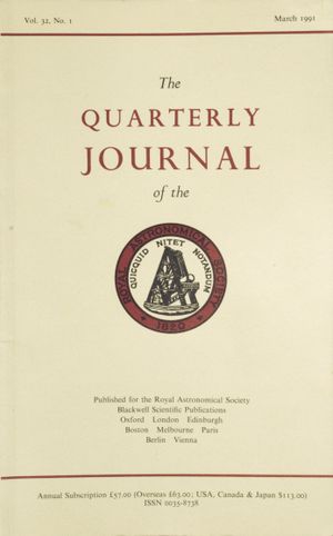《왕립 천문학회 분기별 저널》의 표지