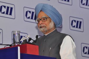 2007년 CII 연례 세션에서 연설하는 만모한 싱 인도 총리