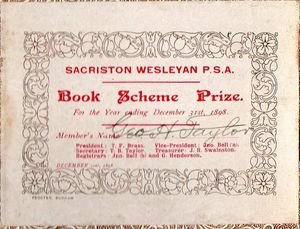 1898년 일요일 학교 상으로 수여된 장서표