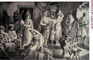 1870년대에 추방된 불가리아인 가족의 집에 정착한 체르케스인 그림