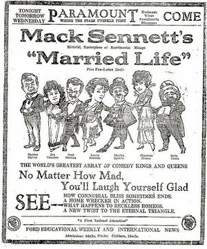 캐리커처 파샤(가장 오른쪽)는 결혼 생활 (1920) 홍보에 참여했다