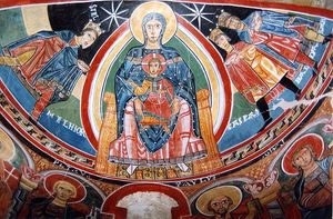 타율의 산타 마리아(Santa Maria Taüll) 성당의 앱스, 12세기 초 예이다 현 발 데 보이의 카탈루냐 프레스코화. 현재는 카탈루냐 국립 미술관에 소장되어 있다.