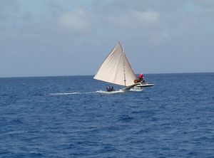 마셜 제도(Marshall Islands)의 아웃리거 단동체 범선 카누 (미크로네시아)