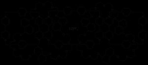 올림피아데인의 분자 구조. 다섯 개의 거대고리가 카테난처럼 서로 꿰뚫어 연결되어 있다.