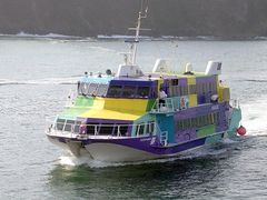 동해汽선의 고속 제트선 「세븐 아일랜드 유메」(이즈오시마 오카다항)