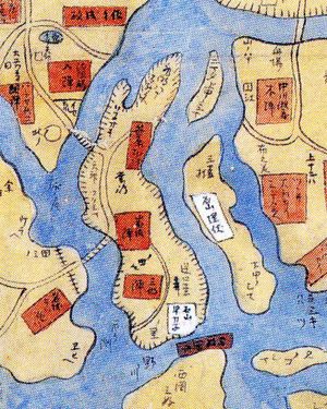 안토쿠 시대 (왼쪽이 북쪽 방향)