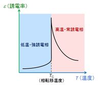 변위형 강유전체의 유전율의 온도 의존성