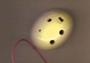 존 테일러가 1960년대에 발명한 영국식 펜던트 오카리나. 단 네 개의 구멍으로 색음 한 옥타브를 연주할 수 있다.