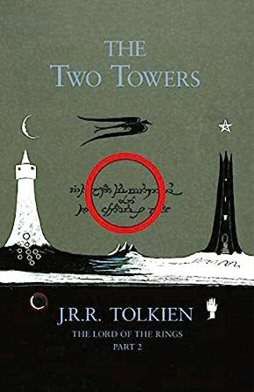톨킨이 직접 디자인한 이 책의 표지는 두 개의 탑을 떠오르는 달의 상징이 새겨진 흰색의 미나스 모르굴과 사루만의 흰색 손 기호가 있는 검은색의 오르상크로 보여준다.
