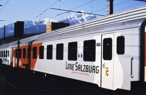 인스브루크에서 잘츠부르크로 가는 OBB 철도 연결