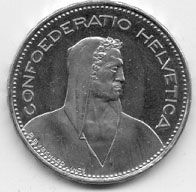 5프랑 주화(백동화)빌헬름 텔로 알려져 있지만 실제로는 불명.