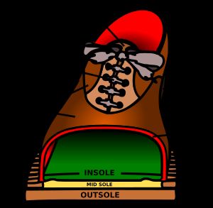 일반적인 신발의 단면도.