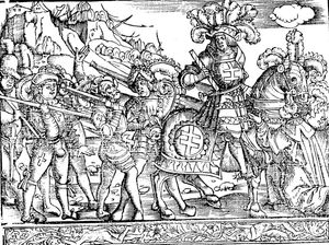 1477년 낭시 함락을 묘사한 르네 2세 공작의 판화