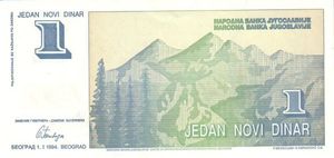 코파오니크 산맥, 1 노비 디나르 뒷면