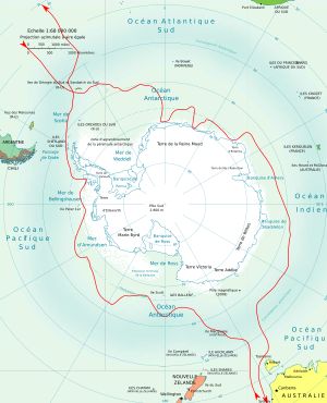 러시아 최초의 남극 탐험 경로 (1819–1821)