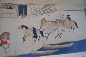 무로마치 시대의 말꾼(『석산사연기화권』)