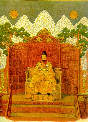 조선 국왕 고종의 초상화에 그려진 일월오봉도