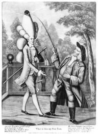 “마카로니”라고 형용된 패션을 풍자한 그림 (1774년)