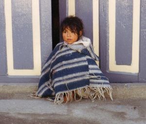 폰초를 착용한 아이