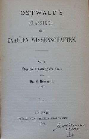 "힘의 보존에 관하여" 표지, 1호