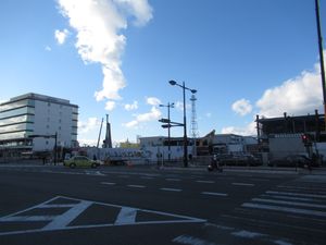 역사 개축 공사 시의 와카야마시역 전경