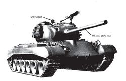시제품 중전차 T26E1.장갑은 포탑 방패 114mm, 차체 전면 101.6mm로 강화되었다.