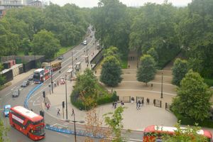 마블 아치 마운드에서 본 하이드 파크 스피커스 코너의 모습