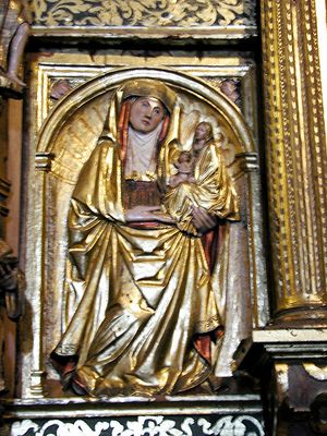 그리스 "호데게트리아" 아이콘의 영향을 받은 스페인 성모와 아기 예수와 성 안나