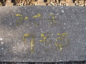 하행 승강장에 남아있는 특급 "아사마"의 승차 위치 안내