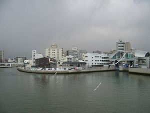 키즈강과 도톤보리강의 합류 (다이쇼 다리에서)