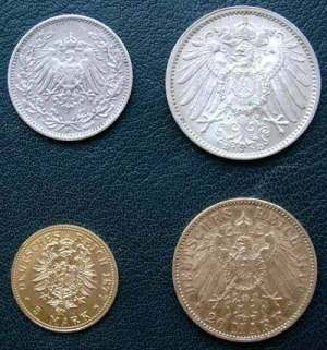 금 마르크 주화(1/2, 1, 5, 20 마르크)