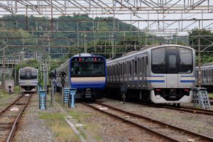 즈시역에서 히가시즈시역 사이의 유치선군 (2021년 5월)