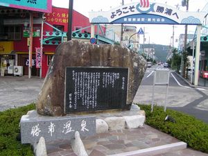 역 앞의 사토 하루오 가비 (2005년 8월)