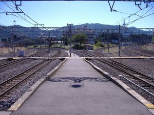 역 남쪽에 있는 중앙 본선의 분기 (2006년 10월)왼쪽이 미도리코 · 오노 방면, 오른쪽이 세바 방면